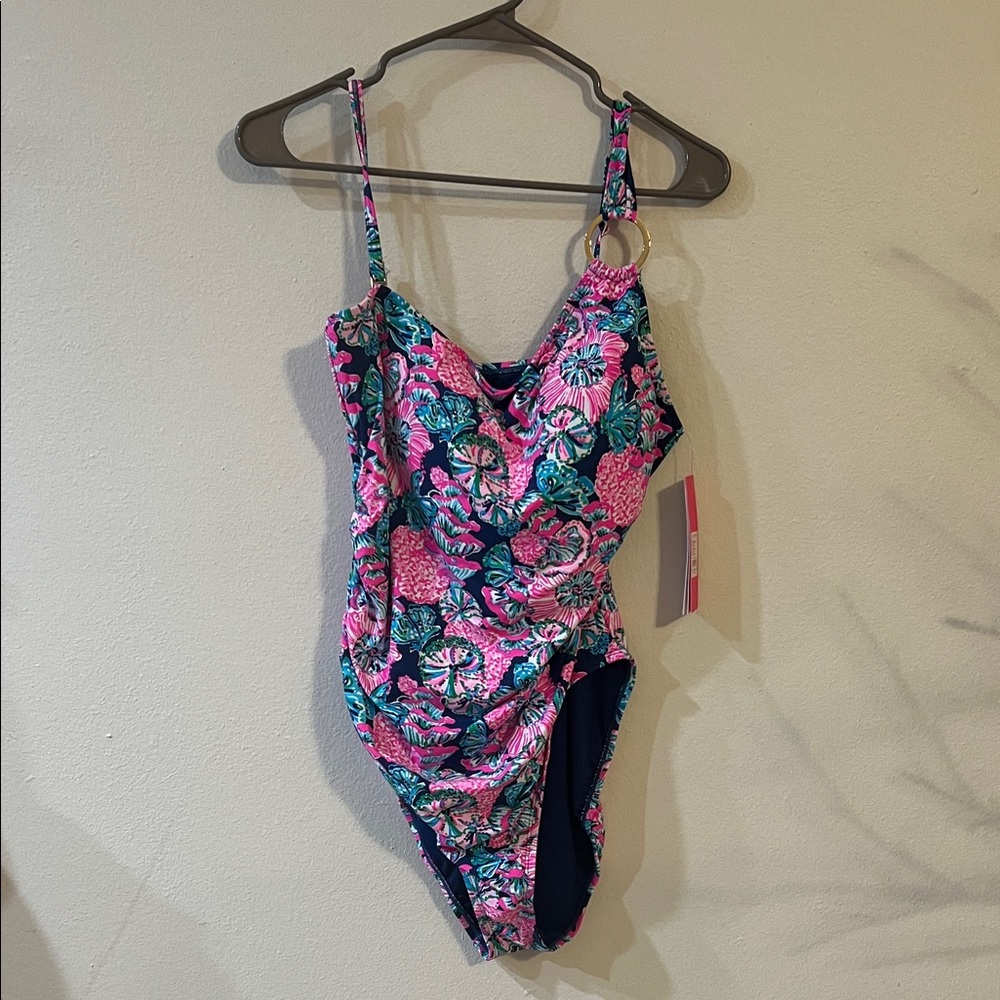 Lilly Pulitzer Pink and Green Floral Kids One Piece